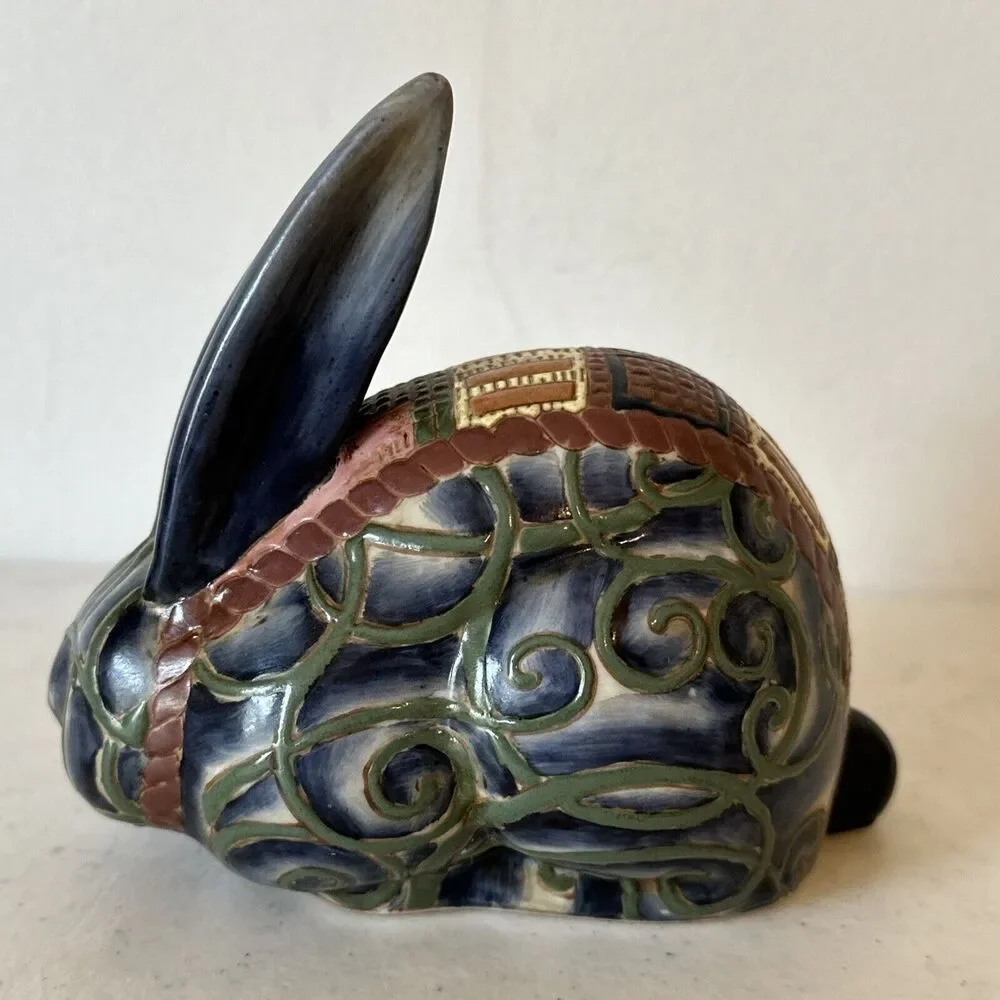 Rosette by F. Atkins Inc. Floral Textured‎ Pair of Bunny Rabbit 4”Hx5”L
